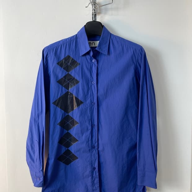 오픈 와이와이 아가일 버튼 다운 셔츠 