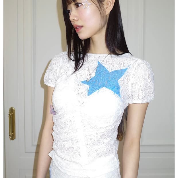 알크미 Bubble Sleeve Star Top White