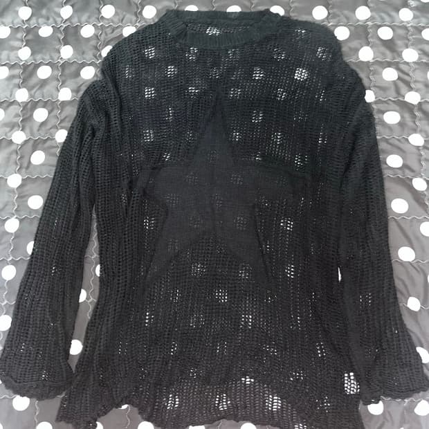 블랙 별 망사 니트 y2k 고스 펑크