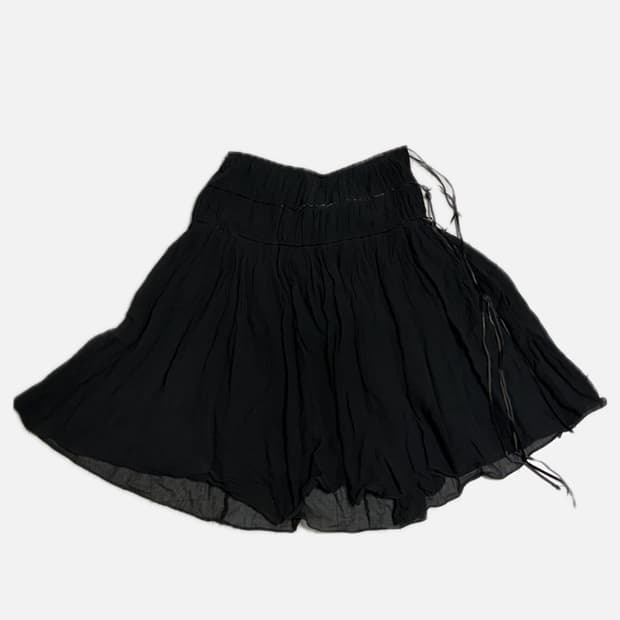 블랙 쉬폰 플레어 스커트