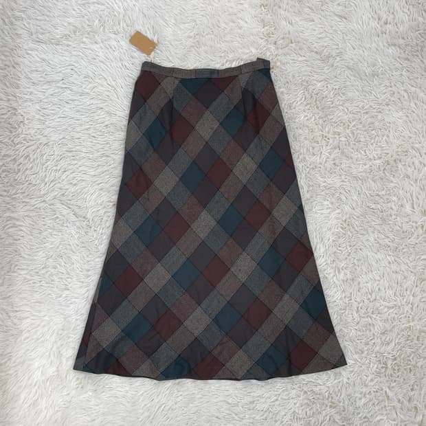 Pinore 울 체크 롱 스커트