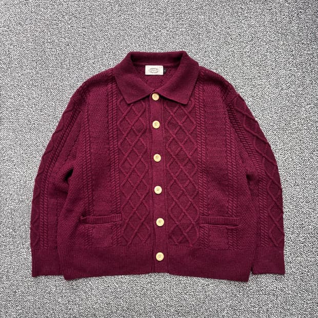 암피스트 피셔맨 가디건 버건디 L