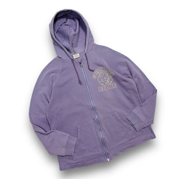 오존 커뮤니티 라이언 로고 빈티지 퍼플 후디 집업