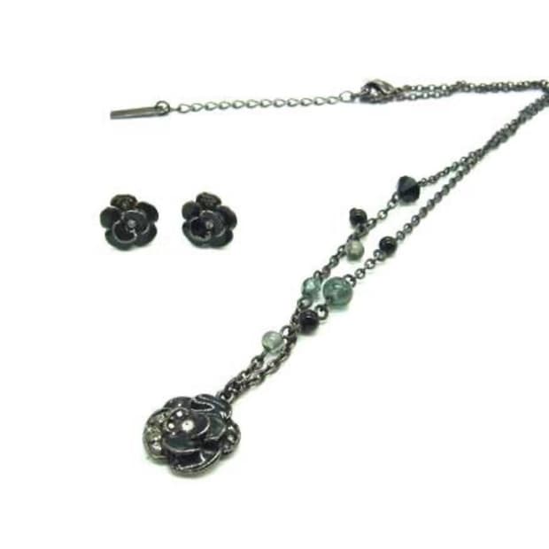 annasui 검정장미 목걸이&귀걸이 set