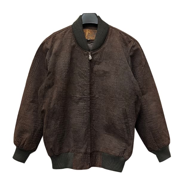 90s 트래퍼 빈티지 악어패턴 블루종 래더 자켓 L~XL