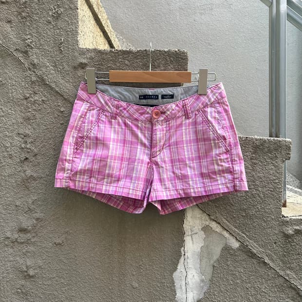 Candy Pink Plaid Mini Shorts