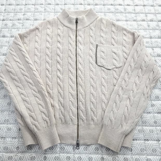 Brunello Cucinelli 캐시미어 꽈배기 집업 니트 95