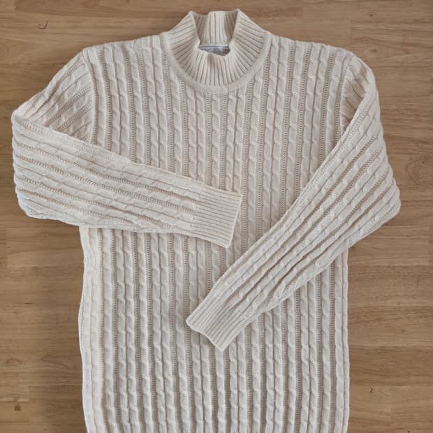 메리노울 100% 빈티지 케이블 니트 