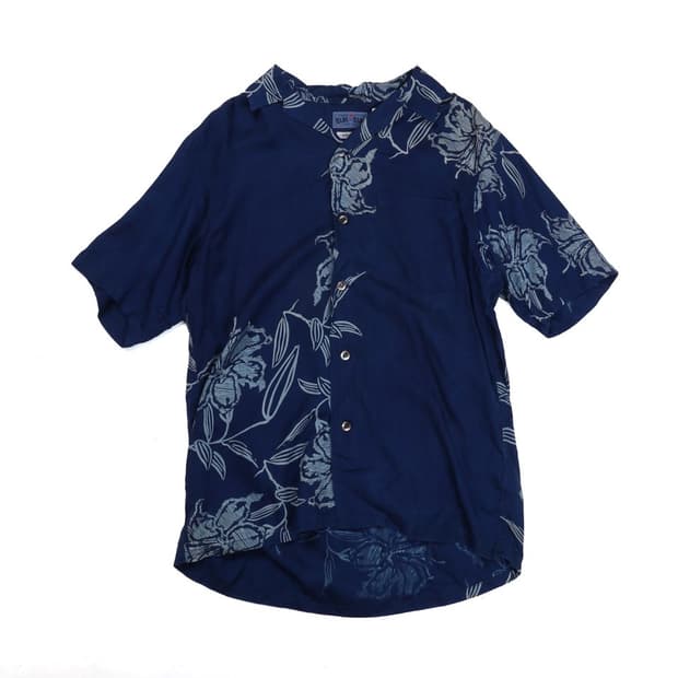 Blue Blue Floral Pattern Half Shirt