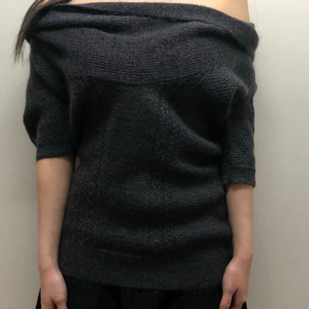 빈티지 그레이 퍼플 글리터 니트