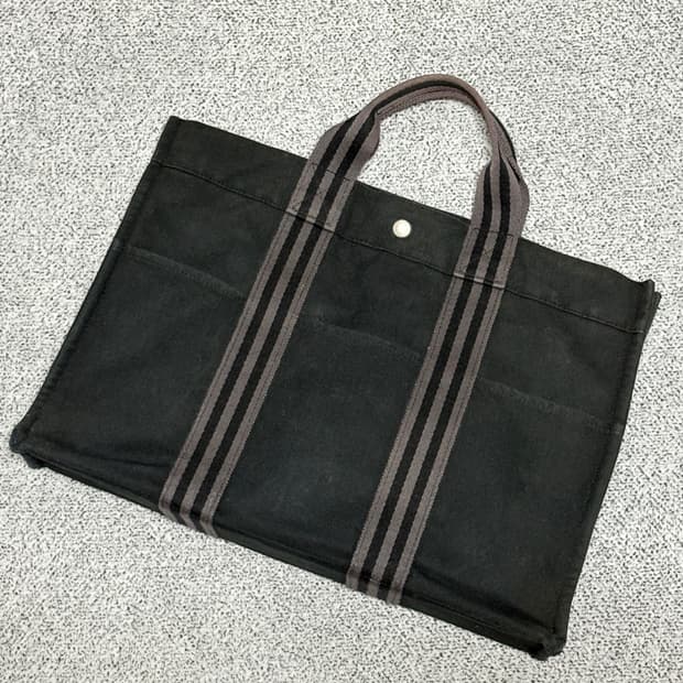  에르메스 빈티지 후루토 캔버스 토트백 블랙/그레이