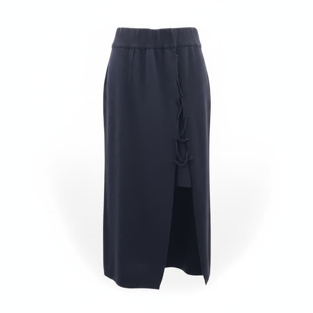 블랙 트임 니트 스커트 1825