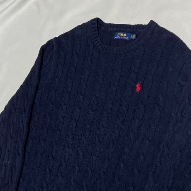 L 폴로랄프로렌 네이비 케이블 니트