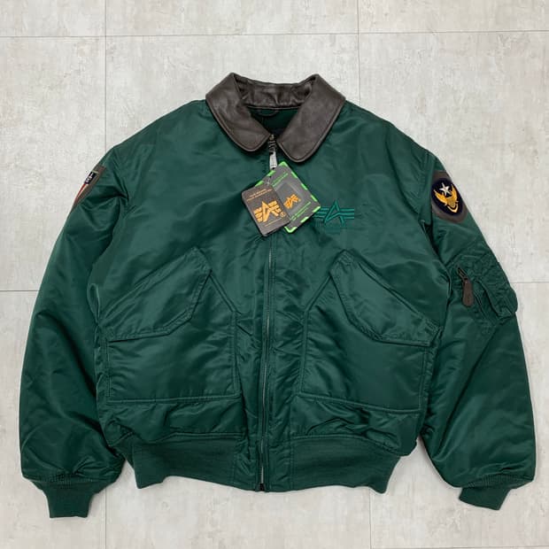 알파인더스트리 cwu  청록 가죽 봄버자켓#731