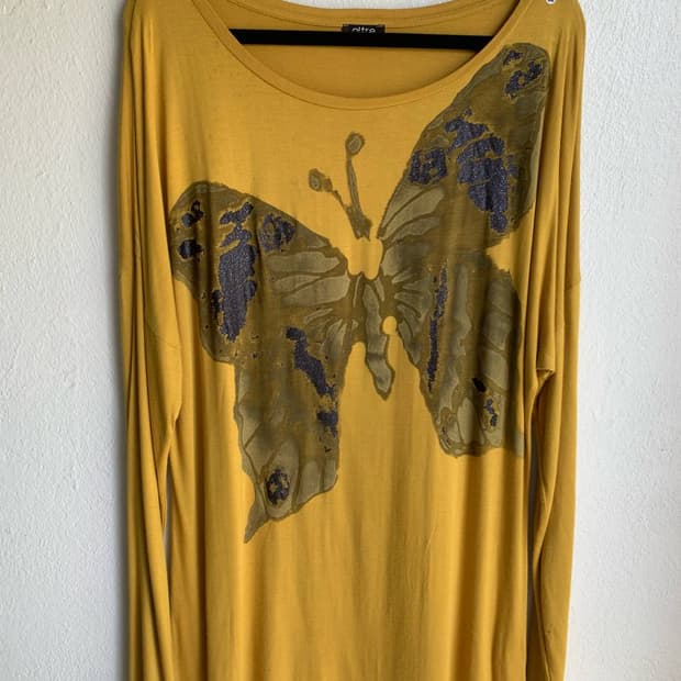 altre 머스타드 빈티지 butterfly 롱 슬리브 