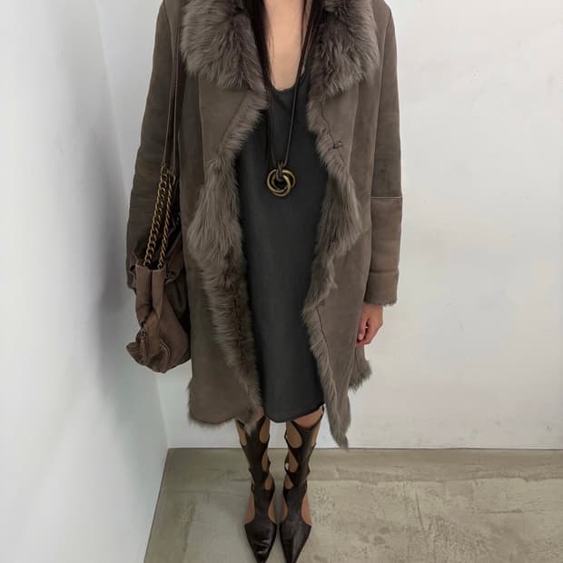 아야즈스튜디오 빈티지 리얼 퍼 무스탕