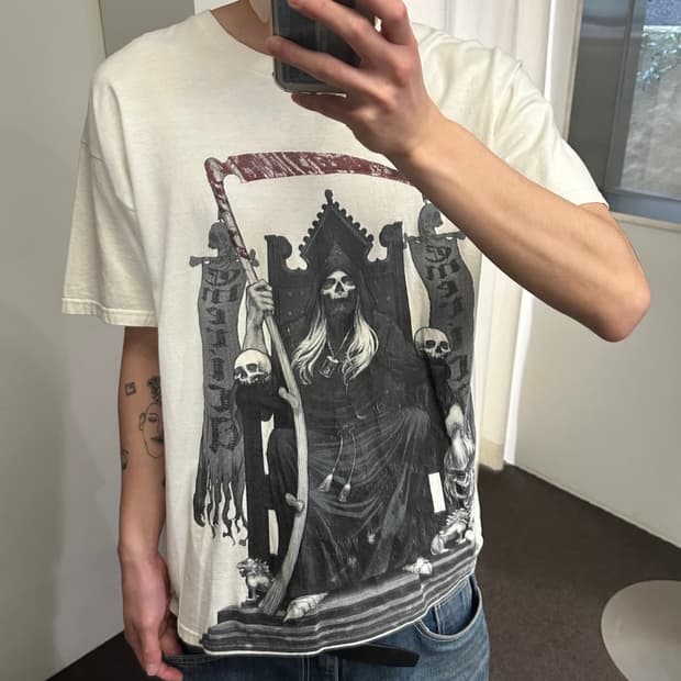 L) EMERICA 사신 프린팅 빈티지 반팔 티셔츠