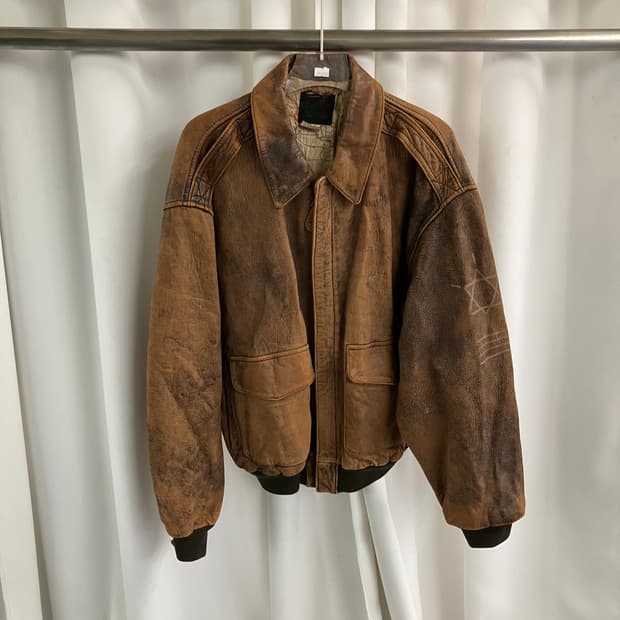 아비렉스 브라운 A-2 레더 봄버 자켓 M