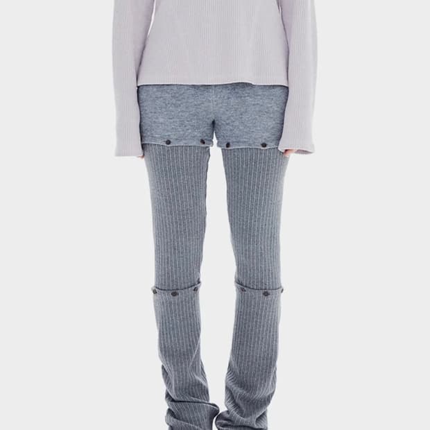 할로미늄 쓰리 파츠 개더 레깅스 / 그레이