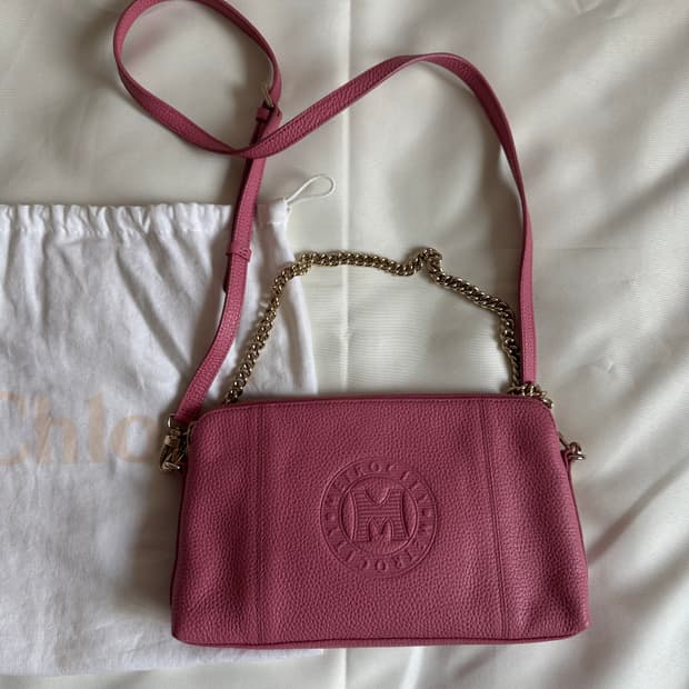 메트로시티 핑크 레더 숄더백