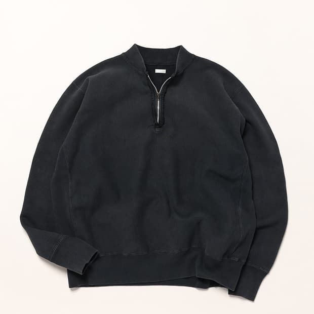 아프레쎄 빈티지 하프 집 립 칼라 스웻셔츠(블랙) 3size