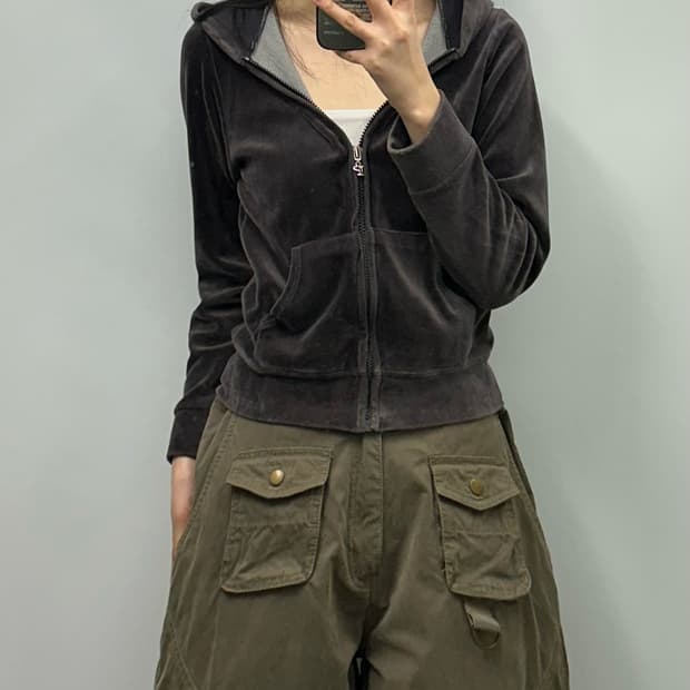 Pink 핑크 y2k 와투케 벨루어 후드집업 