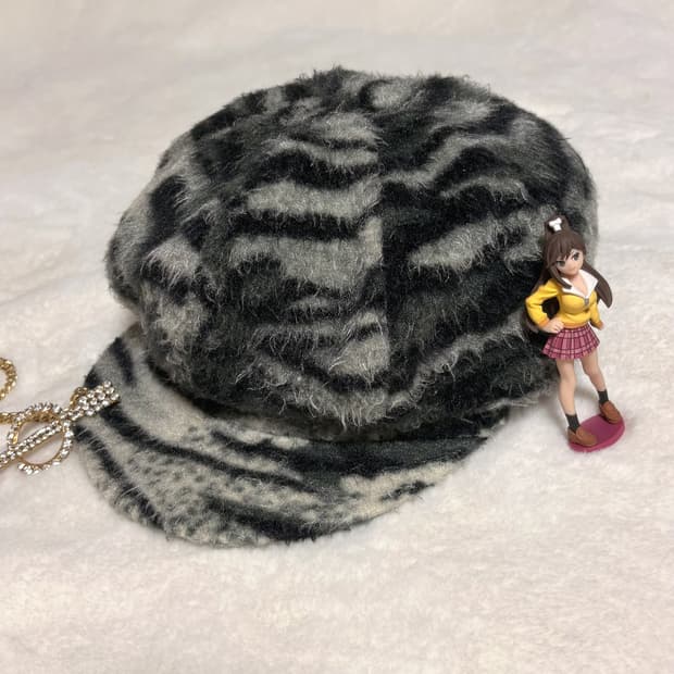 (이체시에눌) 일본 오네갸루 호피 그레이 레오파드 퍼 베레모 캡 모자 