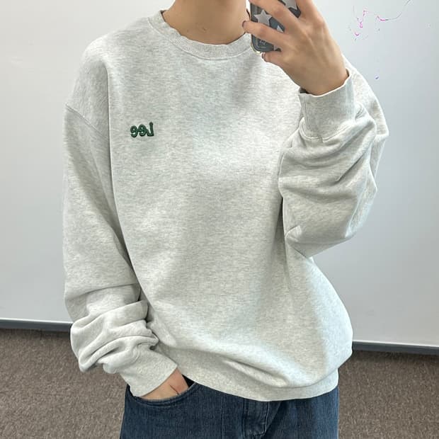Lee 리 딥그린 스몰로고 멜란지 맨투맨  