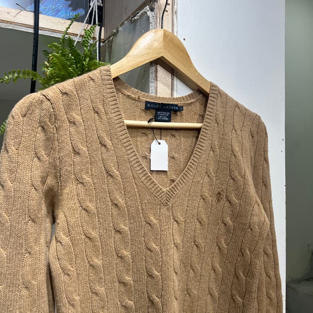 Polo Ralph Lauren 폴로 랄프로렌 캐시미어꽈배기 브이넥 니트