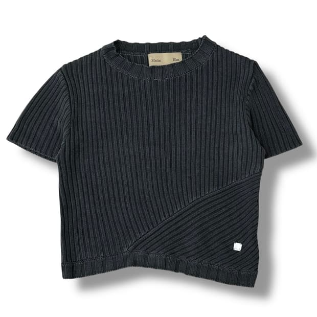 마땡킴 스트라이프 하프 니트 r1422