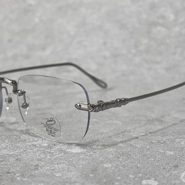 Oribell 크롬 디테일 빈티지 y2k 무테 안경 실버