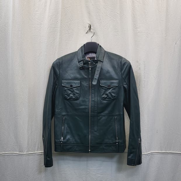 시티지 가죽 블루종 자켓