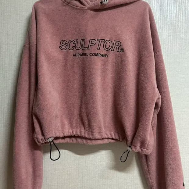스컬프터 플리스 크롭 핑크 후드 사이즈 프리