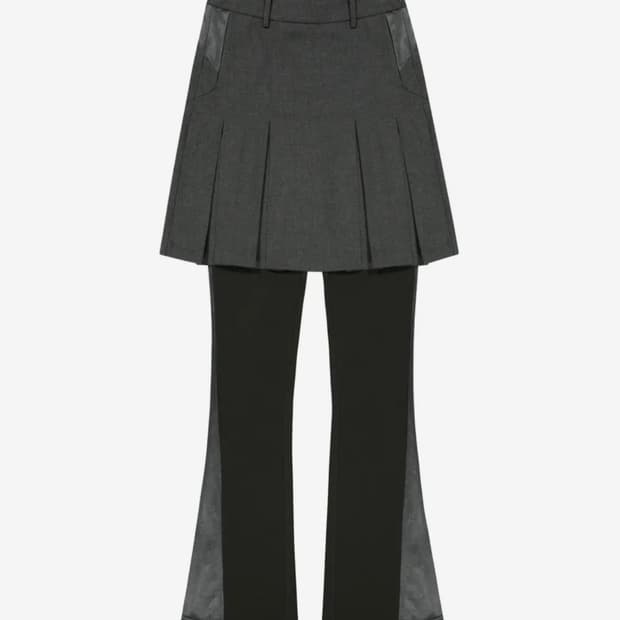 Pleated Jersey Skirt Pants / Grey