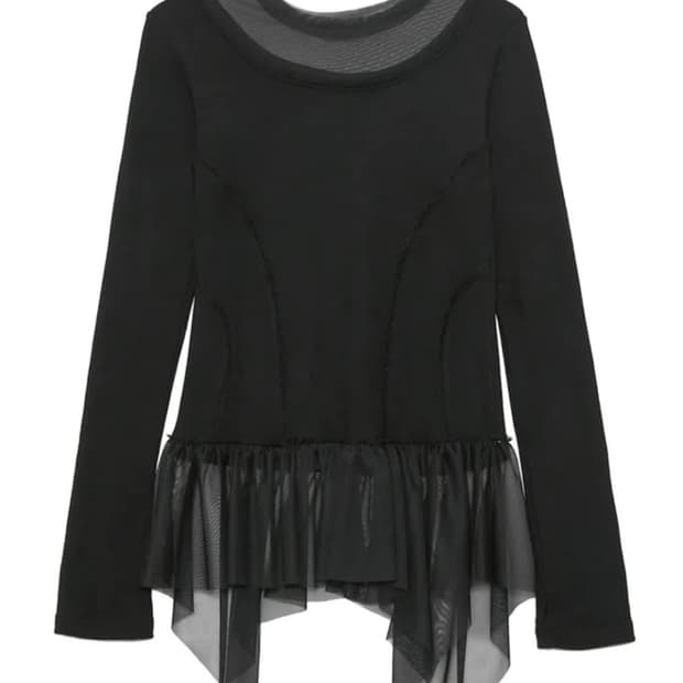 플레어업 레이어드 레이스 롱슬리브 블랙 새상품