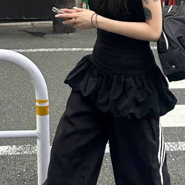 빈티지 프릴 퍼프 펌킨핏 레이어드 원피스