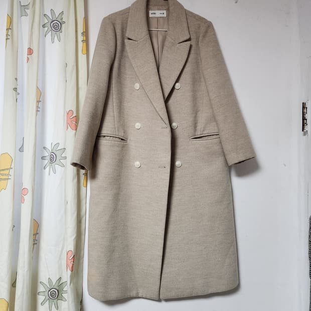 MIXXO 더블 버튼 코트 베이지 M