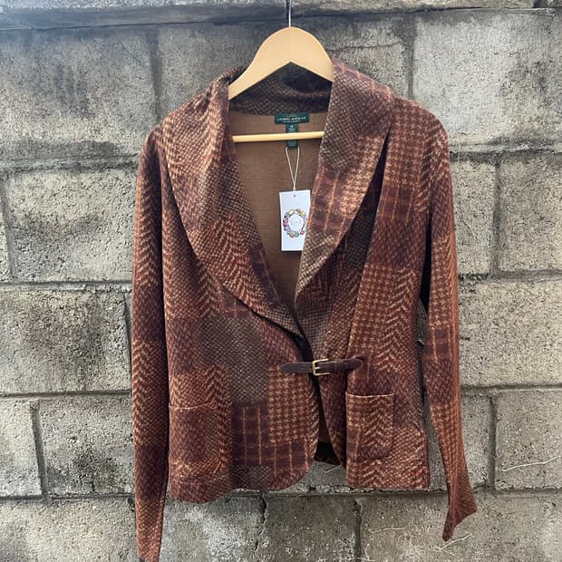 빈티지 Lauren Ralph Lauren 숄칼라 가죽 버클 자켓 M