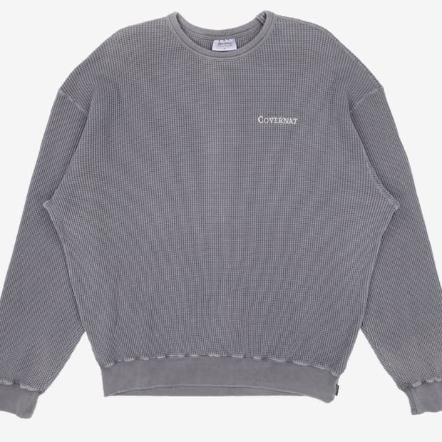 커버낫 피그먼트 와플 스티치 맨투맨 차콜 (L)