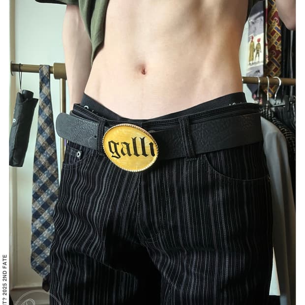 John Galliano Big WX Buckle Leather Belt
