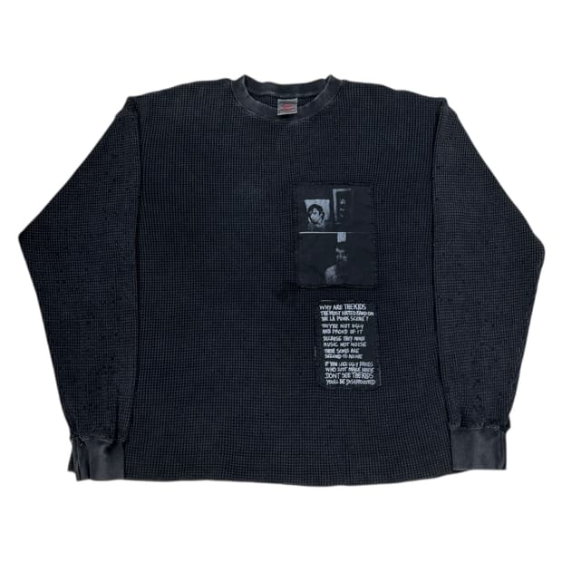 더뤡코즈 데미지 디테일 와플 롱슬리브 차콜 그레이 2