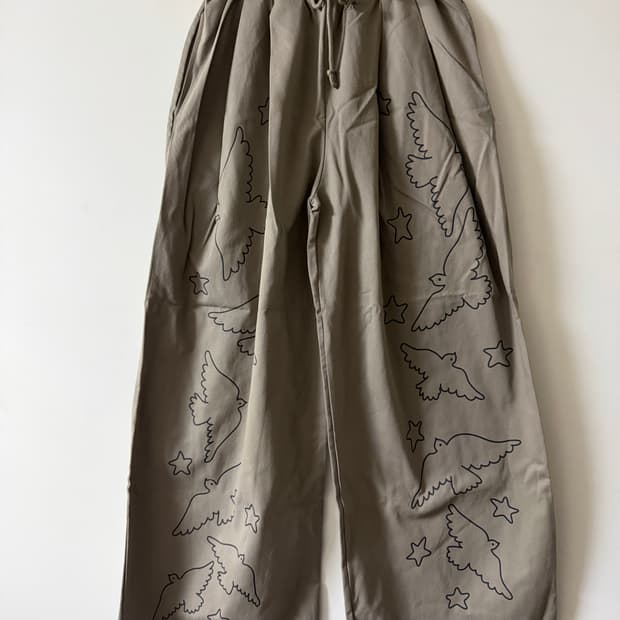 새상품 여자 면 와이드팬츠 (카키)