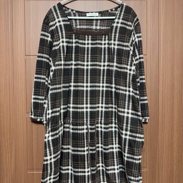 모리걸 하구미 일본 빈티지 체크 레이스 7부 원피스