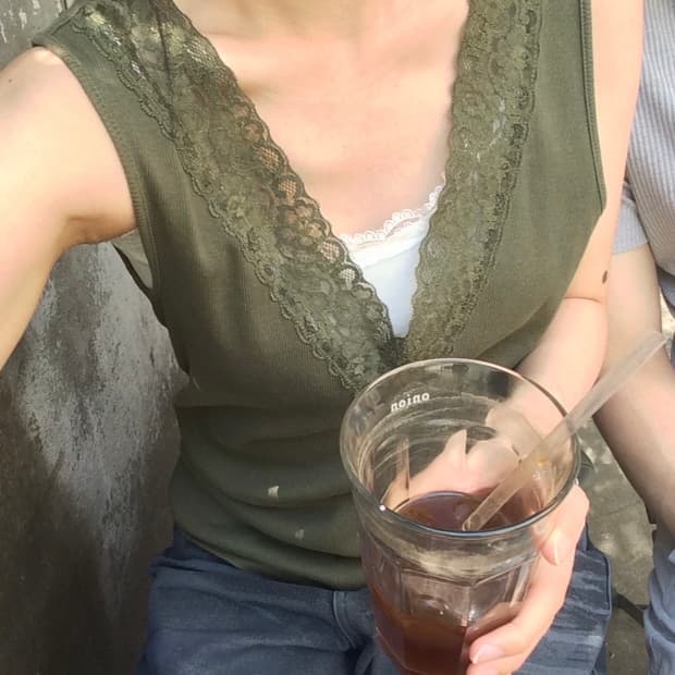 Vintage Olive Lace Rib Tank