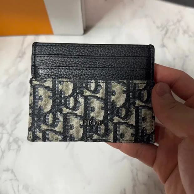 [S+급] 디올 오블리크 자카드 카드지갑 베이지