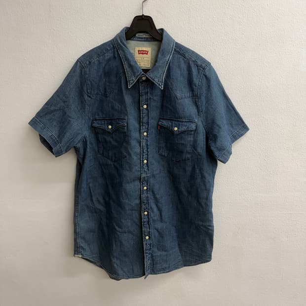 리바이스 하프 데님 셔츠 L