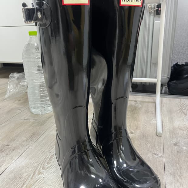 헌터 오리지널 톨 글로스 레인부츠 블랙