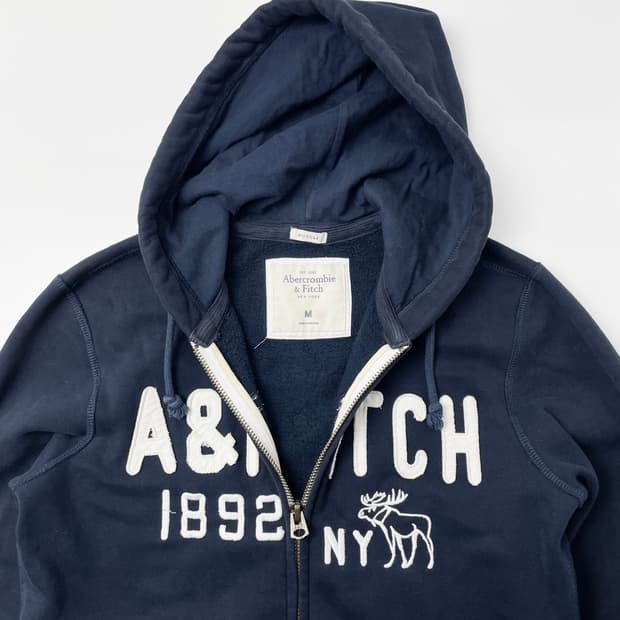 [중고] 아베크롬비 네이비 기모 후드집업 M