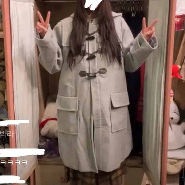 카모메산장 빈티지 그레이 떡볶이코트 더플코트