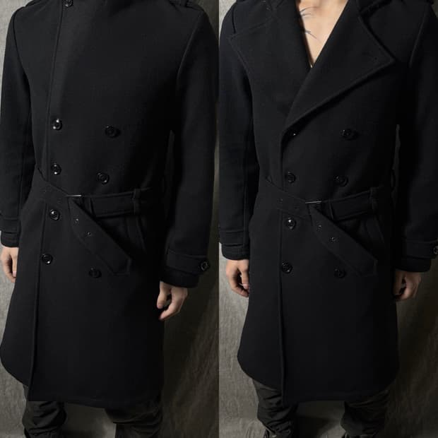 CIVARIZE Wool Long Belted Trench Coat